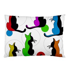 Colorful Abstract Cats Pillow Case (two Sides) by Valentinaart