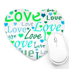 Love Pattern - Green And Blue Heart Mousepads by Valentinaart