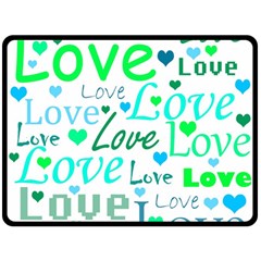 Love Pattern - Green And Blue Fleece Blanket (large)  by Valentinaart