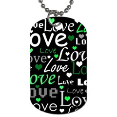 Green Valentine s Day Pattern Dog Tag (one Side) by Valentinaart