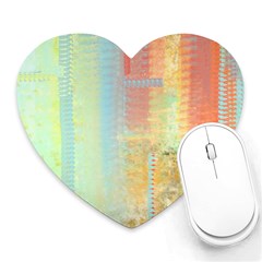 Unique Abstract In Green, Blue, Orange, Gold Heart Mousepads by digitaldivadesigns