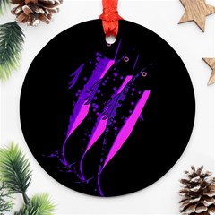 Purple Fish Ornament (round)  by Valentinaart