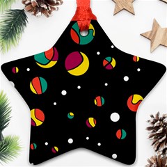 Colorful Dots Ornament (star)  by Valentinaart