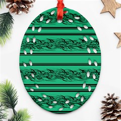 Green Barbwire Oval Filigree Ornament (2-side)  by Valentinaart