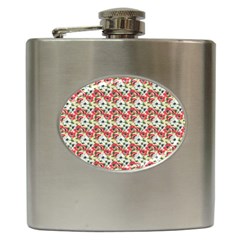 Gorgeous Red Flower Pattern Hip Flask (6 Oz) by Brittlevirginclothing