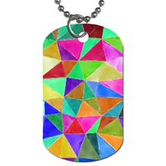 Triangles, Colorful Watercolor Art  Painting Dog Tag (one Side) by picsaspassion