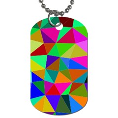 Colorful Triangles, Oil Painting Art Dog Tag (one Side) by picsaspassion