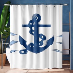 Blue Anchor,  Aquarel Painting Art Shower Curtain 60  X 72  (medium)  by picsaspassion