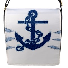 Blue Anchor Oil Painting Art Flap Messenger Bag (s) by picsaspassion