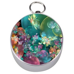 Butterflies, Bubbles, And Flowers Silver Compasses by WolfepawFractals