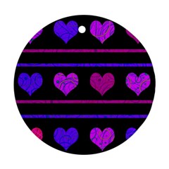 Purple And Magenta Harts Pattern Round Ornament (two Sides)  by Valentinaart