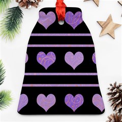 Purple Harts Pattern Ornament (bell)  by Valentinaart