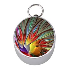 Fractal Bird Of Paradise Silver Compass (mini) by WolfepawFractals