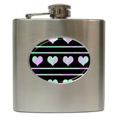 Pastel Harts Pattern Hip Flask (6 Oz) by Valentinaart