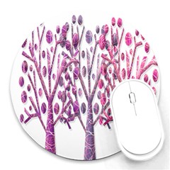 Magical Pink Trees Round Mousepads by Valentinaart