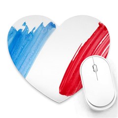 Tricolor Banner Flag France, Blue White Red Watercolor Heart Mousepads by picsaspassion