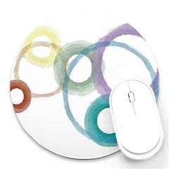 Rainbow Color Circles, Watercolor - Aquarel Painting Round Mousepads by picsaspassion