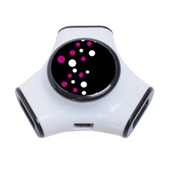 Pink And White Dots 3-port Usb Hub by Valentinaart