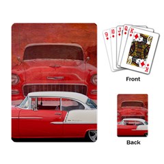 Classic Car Chevy Bel Air Dodge Red White Vintage Photography Playing Card by yoursparklingshop