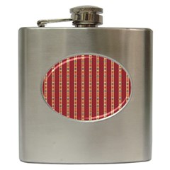 Pattern Background Red Stripes Hip Flask (6 Oz) by Amaryn4rt