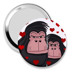 Gorillas Love 3  Handbag Mirrors by Valentinaart