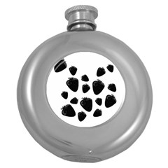 Black Strowberries Round Hip Flask (5 Oz) by Valentinaart