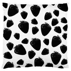 Black Strawberries Pattern Large Flano Cushion Case (two Sides) by Valentinaart