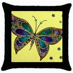 Butterfly Mosaic Yellow Colorful Throw Pillow Case (Black) Front