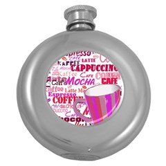 Coffee Cup Lettering Coffee Cup Round Hip Flask (5 Oz) by Amaryn4rt