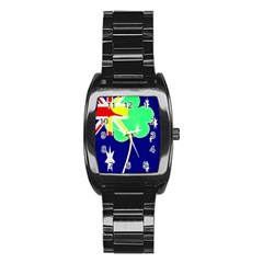 St  Patrick Australia And Ireland Irish Shamrock Australian Country Flag  Stainless Steel Barrel Watch by yoursparklingshop