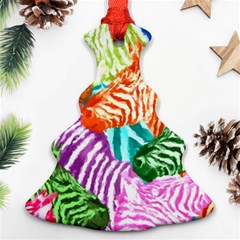 Zebra Colorful Abstract Collage Christmas Tree Ornament (2 Sides) by Amaryn4rt