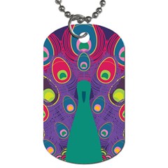 Peacock Bird Animal Feathers Dog Tag (two Sides) by Amaryn4rt