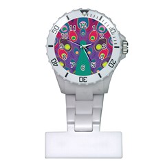 Peacock Bird Animal Feathers Plastic Nurses Watch by Amaryn4rt