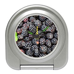 Blackberries Background Black Dark Travel Alarm Clocks by Amaryn4rt