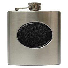 Dark Silvered Flower Hip Flask (6 Oz) by Brittlevirginclothing