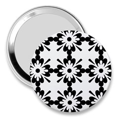 Floral Illustration Black And White 3  Handbag Mirrors by Amaryn4rt