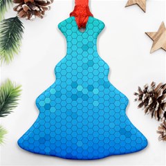 Blue Seamless Black Hexagon Pattern Ornament (christmas Tree)  by Amaryn4rt