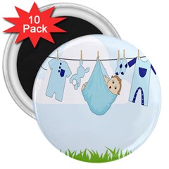 Baby Boy Clothes Line 3  Magnets (10 Pack)  by Nexatart