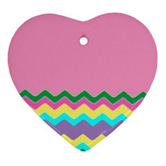 Easter Chevron Pattern Stripes Ornament (heart) by Nexatart