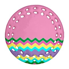 Easter Chevron Pattern Stripes Ornament (round Filigree) by Nexatart