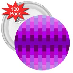 Geometric Cubes Pink Purple Blue 3  Buttons (100 Pack)  by Nexatart