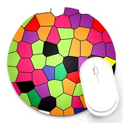 Stained Glass Abstract Background Round Mousepads by Nexatart