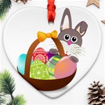 Easter Bunny Eggs Nest Basket Ornament (Heart) Front