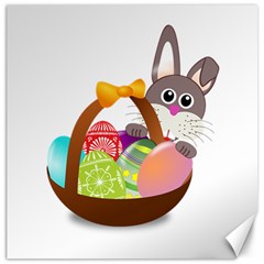 Easter Bunny Eggs Nest Basket Canvas 20  X 20   by Nexatart