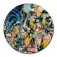 Art Graffiti Abstract Lines Round Mousepads by Nexatart