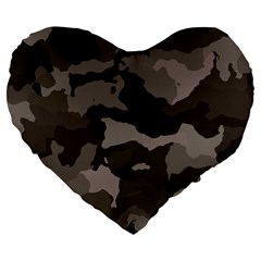 Background For Scrapbooking Or Other Camouflage Patterns Beige And Brown Large 19  Premium Flano Heart Shape Cushions by Nexatart