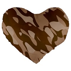 Background For Scrapbooking Or Other Beige And Brown Camouflage Patterns Large 19  Premium Flano Heart Shape Cushions by Nexatart