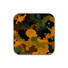 Background For Scrapbooking Or Other Camouflage Patterns Orange And Green Rubber Square Coaster (4 Pack)  by Nexatart