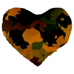 Background For Scrapbooking Or Other Camouflage Patterns Orange And Green Large 19  Premium Flano Heart Shape Cushions by Nexatart