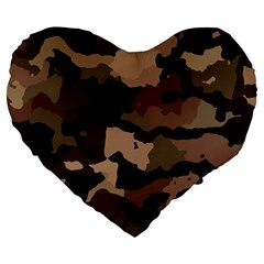 Background For Scrapbooking Or Other Camouflage Patterns Beige And Brown Large 19  Premium Flano Heart Shape Cushions by Nexatart